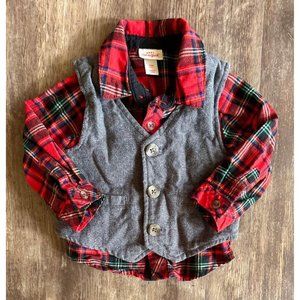 Boys 12 Month Plaid Shirt + Vest